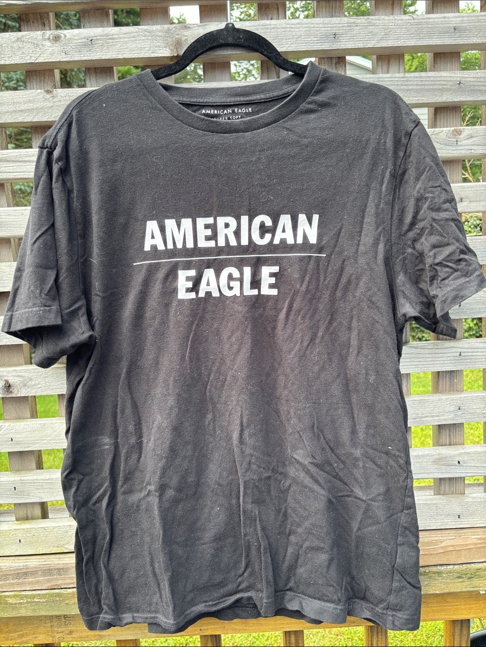 American Eagle Outfitters Black T-Shirt with White Chest Logo